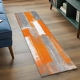 thumbnail image 4 of 2x6 Kitchen Runner Rug, Orange Grey Non-Skid Rubber Backing Large Rectangle Rugs - Living Room Bedroom Home Office, Modern White Mottled Graffiti Art Painting Indoor Floor Mat Carpets Washable Rug, 4 of 9