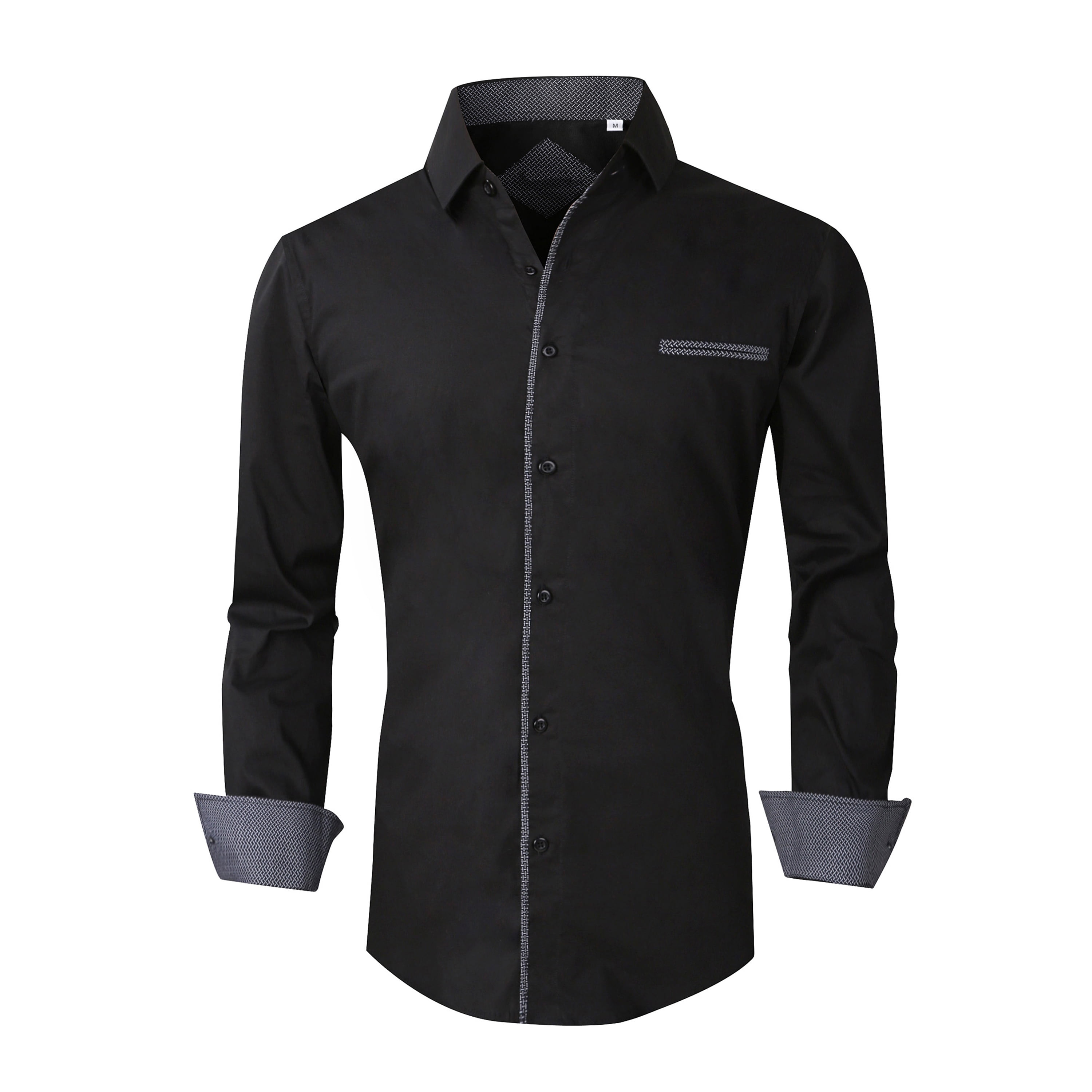 Damipow Mens Button Down Shirts Regular Fit Long Sleeve Cotton Dress