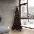 thumbnail image 2 of Vickerman 7.5' Black Fir Slim Artificial Christmas Tree with 500 Orange LED Lights, 2 of 3
