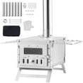 thumbnail image 1 of KFFKFF Stainless Steel Stove, 80 inch, for Camping - Includes Chimney Pipes & Gloves, Portable Firebox (700in³) for Outdoor Heating and Cooking, Wood-Fueled, Comes with 8 Pipes, 1 of 9