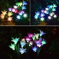 thumbnail image 2 of Outdoor Solar Garden Stake Lights - 2 Pack QiShi Solar Powered Lights with 8 Lily Flower, Multi-color Changing LED Solar Stake Lights for Garden, Patio, Backyard (Purple and White), 2 of 8
