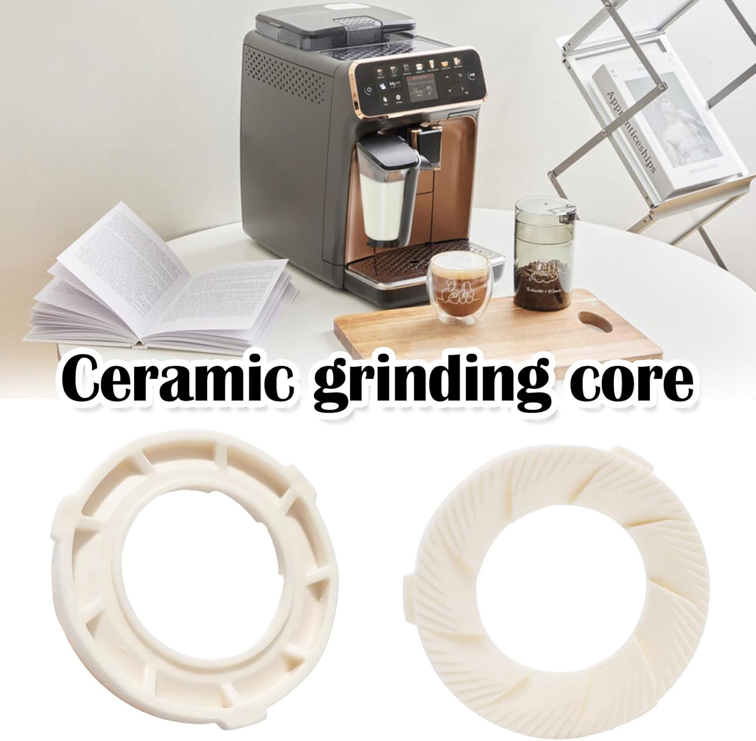 Ceramic Grinding Ring Grinding Disc, 2Pack 28 x 48mm, High Quality, Precisely Made Ceramic Grinding Rings for Coffee Machines, EP Series Grinder for Philips for Saeco LatteGo for Latte Go