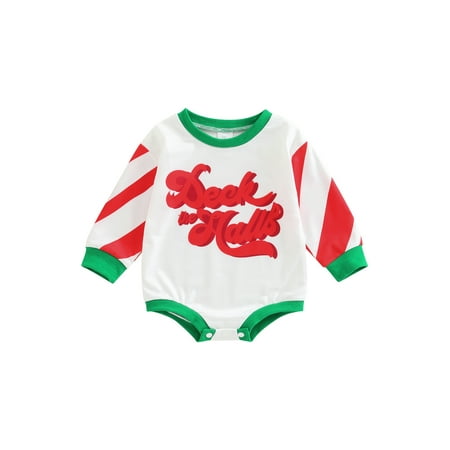 

Christmas Toddler Baby Girl Boy Rompers Sweater Letter Printed Casual Long Sleeve Sweatshirt Jumpsuit for Newborn