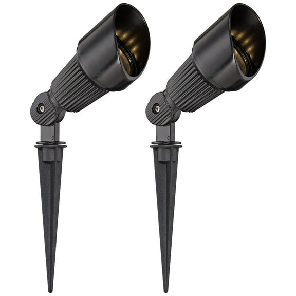 John Timberland Hooded 7 1/2" High Traditional 2 Pack of Outdoor Landscape Spotlights Porch House LED Bulb Black Aluminum