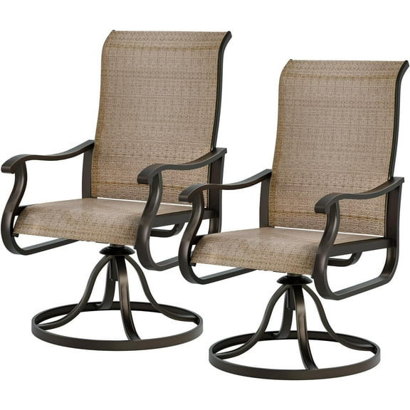 UDPATIO Outdoor Dining Chairs Set of 2, All Weather Swivel Patio Chairs, Outdoor Furniture for Backyard Deck, Khaki