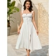 thumbnail image 4 of Women's 2025 Summer Midi Corset Dress Wedding Guest Dresses A Line Flowy Slit Going Out Sundress for Tea Party, 4 of 7