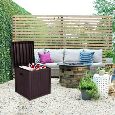 51 Gallon All-Weather Outdoor Deck Box Resin Wood Look Patio Storage Container