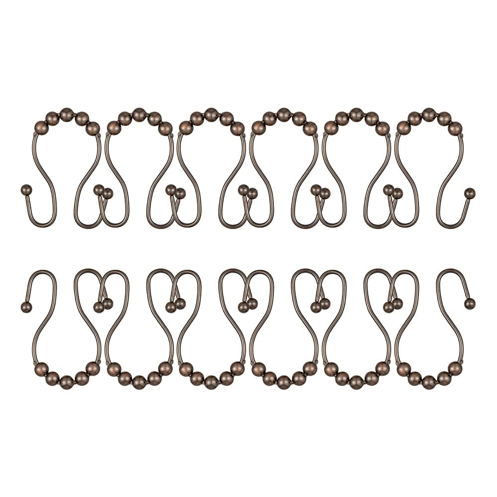Utopia Alley  Double Roller Ball Stainless Steel Shower Curtain Hooks Rings, Set of 12 Oil Rubbed Bronze