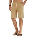 thumbnail image 3 of JWD Men’s Linen Shorts Casual Drawstring Summer Beach Shorts US XXX-Large Khaki, 3 of 5