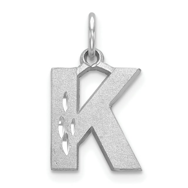 14k White Gold Dainty Letter K Initial Name Monogram Necklace Charm Pendant