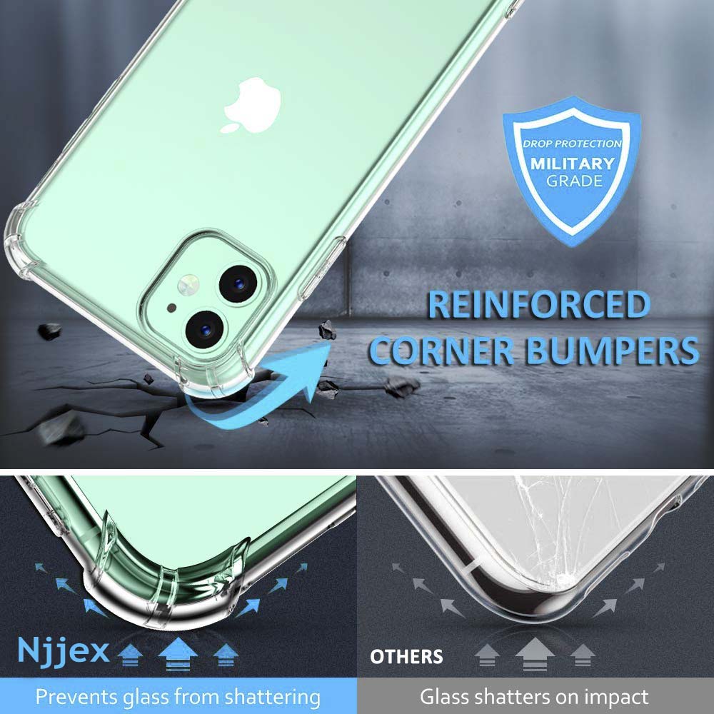 Njjex iPhone 11 / iPhone XR / iPhone 12 Pro Max Case, Njjex iPhone 11 Pro Crystal Clear Shock Absorption Technology Bumper Soft TPU Cover Case For Apple iPhone 11, 12 Mini, 12 Pro Max - image 3 of 6