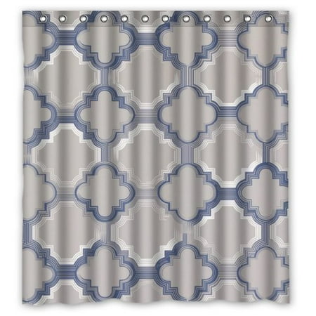 Blue And Grey Shower Curtain HelloDecor Poster the world Grey and Blue Quatrefoil Shower Curtain Polyester Fabric Bathroom Decorative Curtain Size 66x72 Inches ()