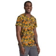 thumbnail image 4 of Cherokee Men and Women V-Neck Printed Top with 4 Pockets & Center Back Length 28" - CK691, S, Happy Pumpkins, 4 of 6