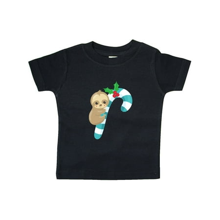 

Inktastic Christmas Sloth Sloth With Candy Cane Mistletoe Gift Baby Boy or Baby Girl T-Shirt