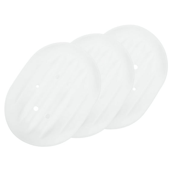 3Pcs Small Soap Dish, Silicone Bathroom Soap Holder Oval Shape Bar Soap Dish with Holes for Shower, Bathroom(White)