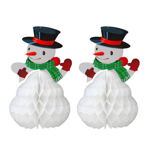Toyvian 2pcs Snowman Decor Honeycomb Ornaments for Festive Holiday Multi Decoration