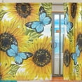 thumbnail image 2 of Dreamtimes 2 PCS Beautiful Sunflowers Butterflies Sheer Gauze Door Curtains, 55"x84" Window Curtains Drapes for Living Room Kids Bedroom Window Treatment, 2 of 4
