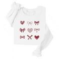 thumbnail image 4 of YueHuiYing Women's Oversized T-Shirt with Random Black & Pink Heart Print Crew Neck Long Sleeve Valentine's Day Sweet & Edgy Style Top, 4 of 4