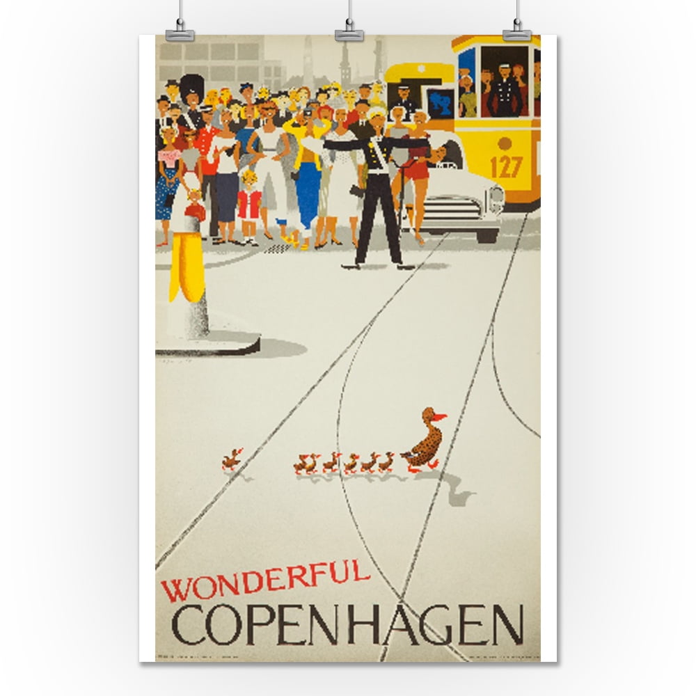 Denmark - Wonderful Copenhagen (artist: Vagnby c. 1961) - Vintage Advertisement (24x36 Gallery Wall Decor Travel Poster) - Walmart.com