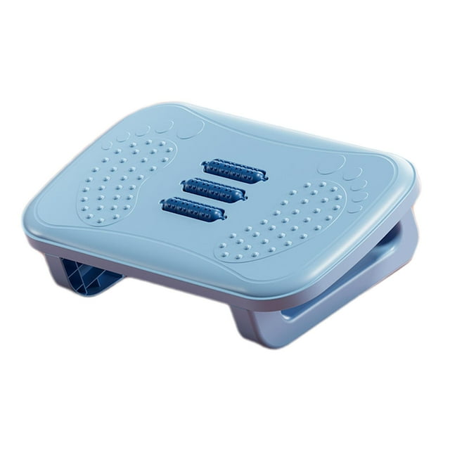 jinwen Foot Rest Under Desk with Massage Rollers Ergonomic Computer Desk Foot Stool Light Blue