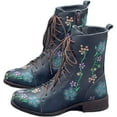 thumbnail image 2 of Women's Vintage Embroidered Ankle Boots - Retro Chunky Heel Booties with Side Zip, 2 of 6
