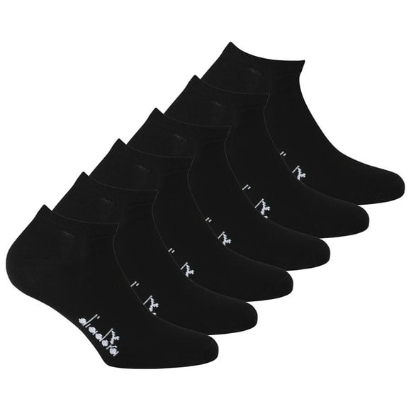 Diadora Calcetines de Deporte Unisex, Paquete de 6 - Calcetines Deportivos, Algodón Mercerizado, Logotipo, color sólido Negro 35-38