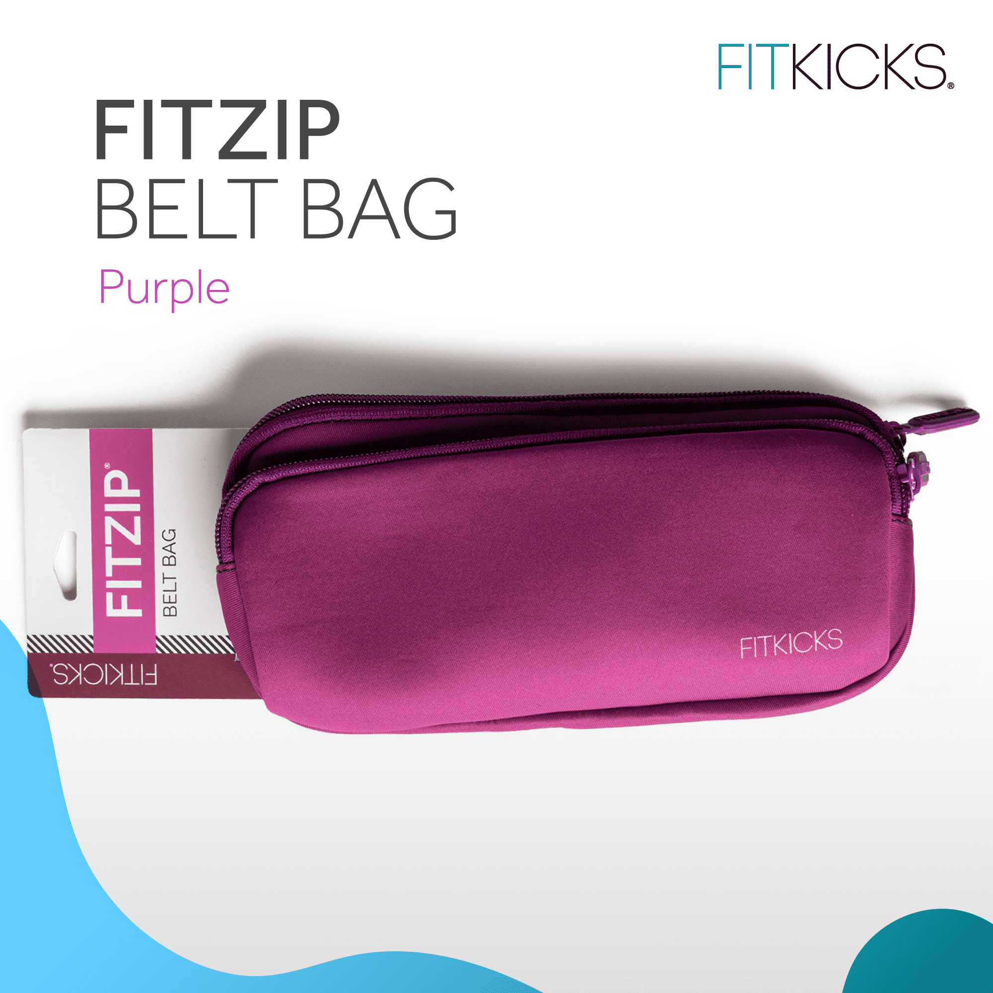 FITKICKS FITZIP Belt Crossbody Bag Fanny Pack Waist Pouch with Adjustable Strap, Purple (Unisex)