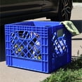 thumbnail image 2 of MIRAMAR Milk Crate, Stackable Plastic Bin Storage with Handles, 16 Qt, Blue, 2 Pack, 2 of 5