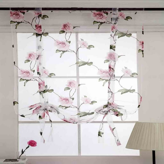 1X One Curtain Leaves Sheer Curtain Tulle Window Treatment Voile Drape Valance Fabric Curtain