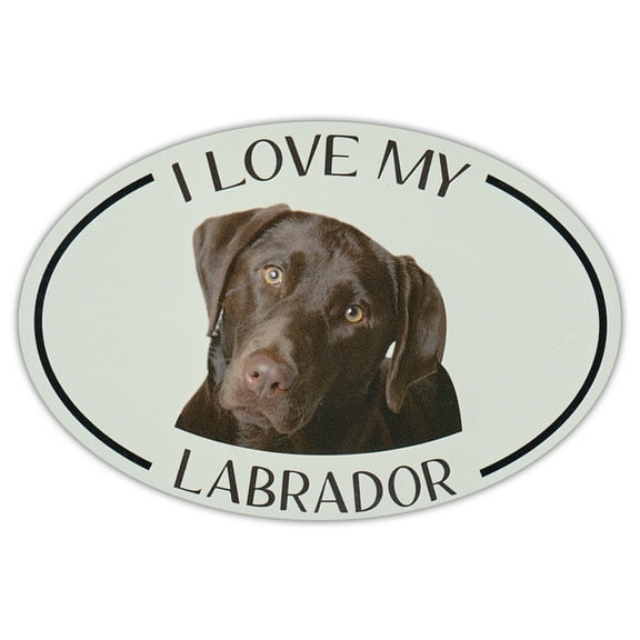 Oval Dog Breed Picture Car Magnet - I Love My Labrador (Chocolate Lab)