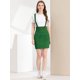 thumbnail image 3 of Falda de tirantes Rectos Allegra K de cintura Alta para Mujer Verde XL, 3 of 6
