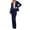 Blue, variant on Women's Fashion Solid Color Long Sleeved Button Up Suit Jacket Casual Straight Leg Pants Two-Piece Set, Professional and Chic Office Wear,White,S