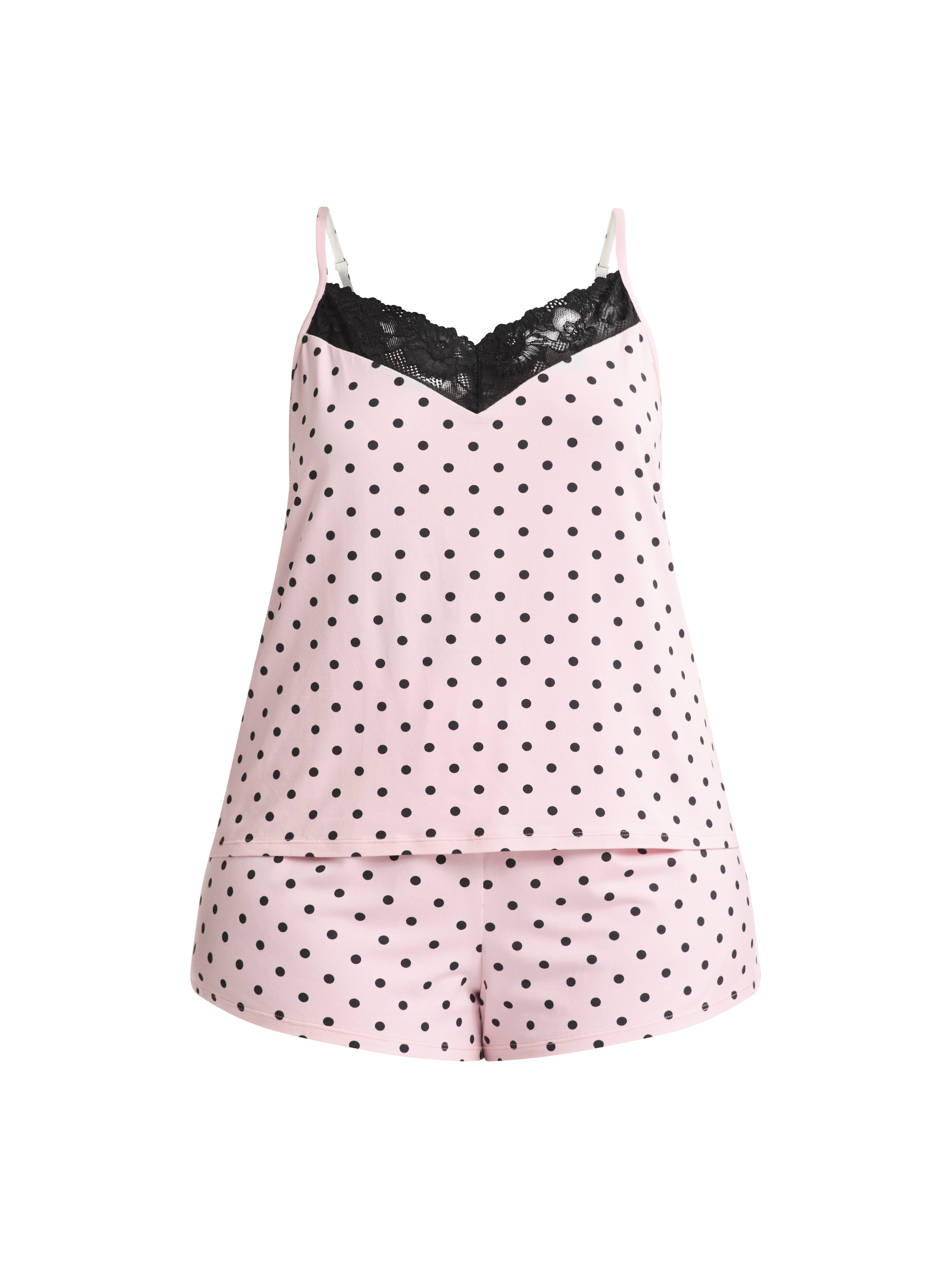 Joyspun Women’s Dreamy Soft Collection Lace Trim Knit Cami and Shorts Pajama Set, Sizes XS to 3X