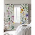 thumbnail image 3 of Country Flower Blackout Curtains, Light Blocking Print Window Curtains, Farm Leaf Botanical Pastoral Painting Thermal Insulated Window Drapes for Living Room Kitchen Cafe 2 Panels, 55"W x 39"L, 3 of 9