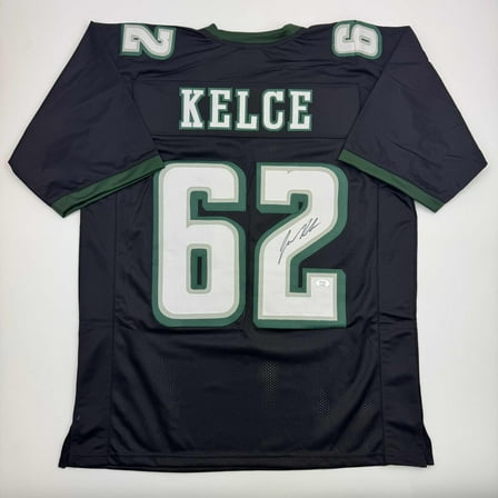 Autographed/Signed Jason Kelce Philadelphia Black Football Jersey PSA COA