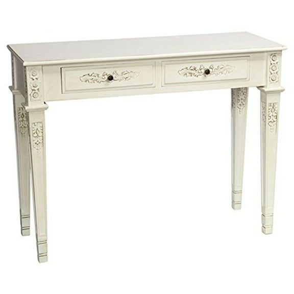 Console Table Two Drawer Rectangular Antique White Storage Organizer Home Decor