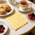 thumbnail image 4 of Gallickan Gingham Paper Napkins, Scalloped Disposable Cocktail Napkins, 25x25cm, 100ct, Yellow Checkered for Summer BBQ Party, Picnic Table Setting, 4 of 6