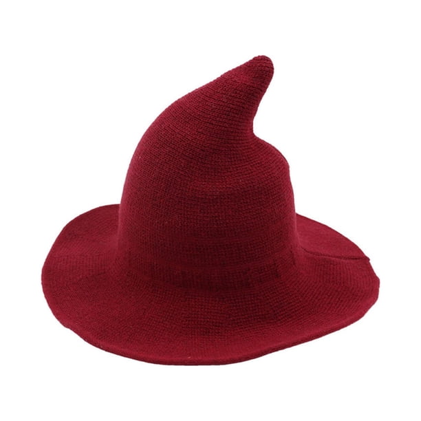 Decoraciones de Halloween de Avtoify, sombrero de bruja de lana de Halloween para disfraz de mujer, sombreros de bruja modernos de punto para mujer, sombreros de bruja malvados para adultos,