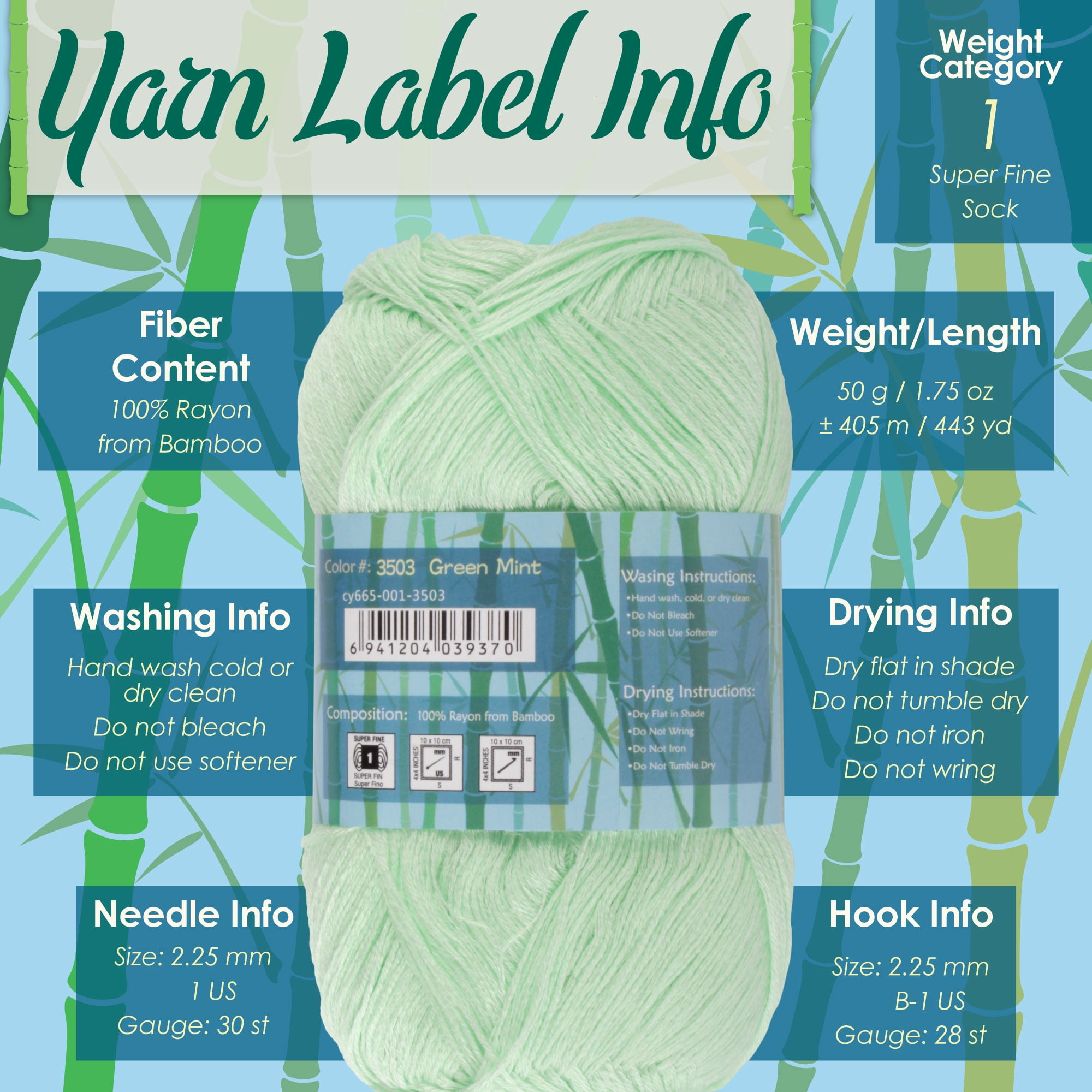 JubileeYarn Bamboo Dynasty - Baby Weight Bamboo - 50g/Skein - Shades of Grey - 4 Skeins