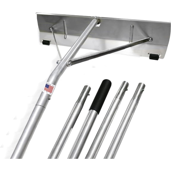 Snow Roof Rake with Shingle Saver Rollers, 21 Feet