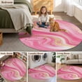 thumbnail image 5 of Round Rugs 4Ft, Marble Pink Round Area Rug Washable Indoor Throw Carpet, Modern Abstract Artwork Luxury Golden Soft Non Slip Circle Rug for Kitchen Nursery Room Home Decor Aesthetic, 5 of 8