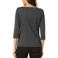 thumbnail image 3 of BLUSA DE CUELLO BARCO DE MUJER CON CUADROS Y MANGAS 3/4 XL GRIS OSCURO, 3 of 6