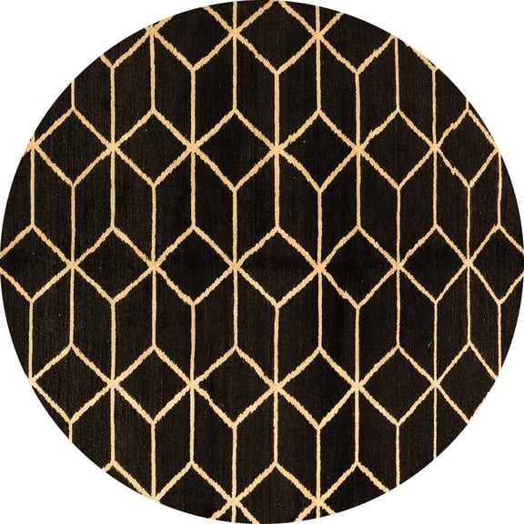 Ahgly Company Indoor Round Abstract Brown Modern Area Rugs, 3' Round