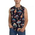 thumbnail image 2 of Lsque Mushroom Doodle Print Men's Cotton Blend Sleeveless Muscle Shirts (S-3XL)- Moisture Wicking, Odor Protection, UPF 30+,3X-Large, 2 of 8