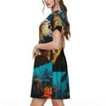 thumbnail image 2 of Vsdgher Robe Longue Midi Décontractée à Fleurs Colorées Tortue de Mer pour Femmes Été 2025 Manches Courtes Col Rond Robe de Plage, 2 of 6