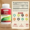 thumbnail image 2 of Best Naturals Zinc 100 mg with Vitamin C & D3 180 Tablets Gluten Free and Non-GMO, 2 of 8