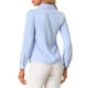 thumbnail image 3 of BLUSA DE MUJER INSPIRE CHIC Cuello Peter Pan Manga Abullonada Ribete en Contraste Camisa de Botón XS Azul Claro, 3 of 6