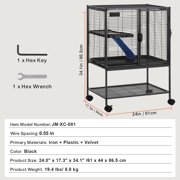 KFFKFF 34 Metal Mobile Ferret Home, Spacious Double-Deck Habitat, Includes Ramps & Tray, Simple Assembly, Ideal for Rats, Hamsters, Guinea Pigs, Chinchillas, Squirrels, Hedgehogs, Bunnies