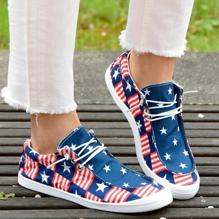 

Cathalem Women Plantar Fasciitis Non Slip Shoes Canvas Loafers with Arch Support Orthopedic Casual Sneaker Ball Dresses for Women Dark Blue 8.5