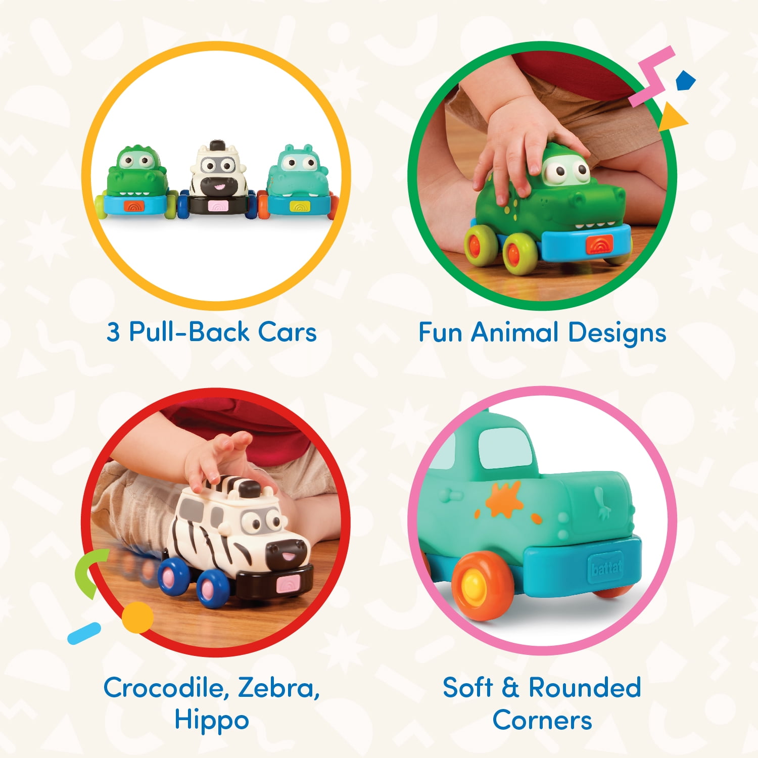 Battat Safari Speedsters 3 PullBack Animal Cars, Play Vehicles Baby and Toddler Toys  (图4) Battat Safari Speedsters 3 PullBack Animal Cars, Play Vehicles Baby and Toddler Toys  (图4)